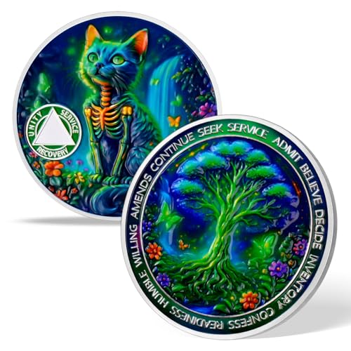 Personalized Glow Forest Cat Sobriety Coin