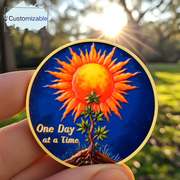 Personalized Sun Trees Milestone Sobriety Coin