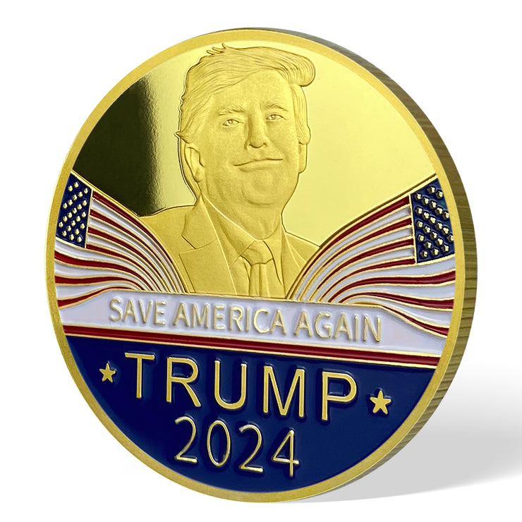 Trump 2024 The President Seal Challenge Coin 3D Gold Finish Collectible Gift Coin