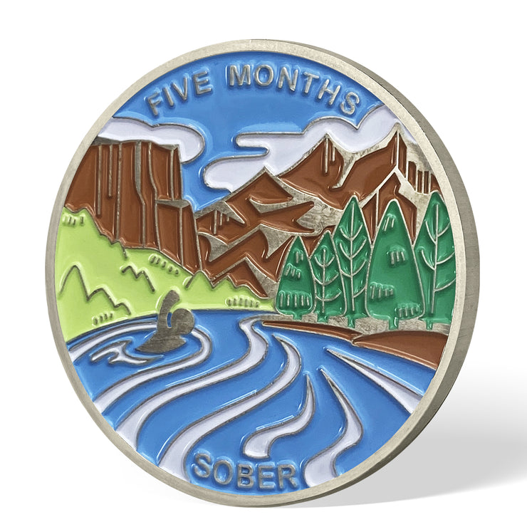 1 Month 1 Year Mountains and Highways Commemorative Gift Sobriety Coin