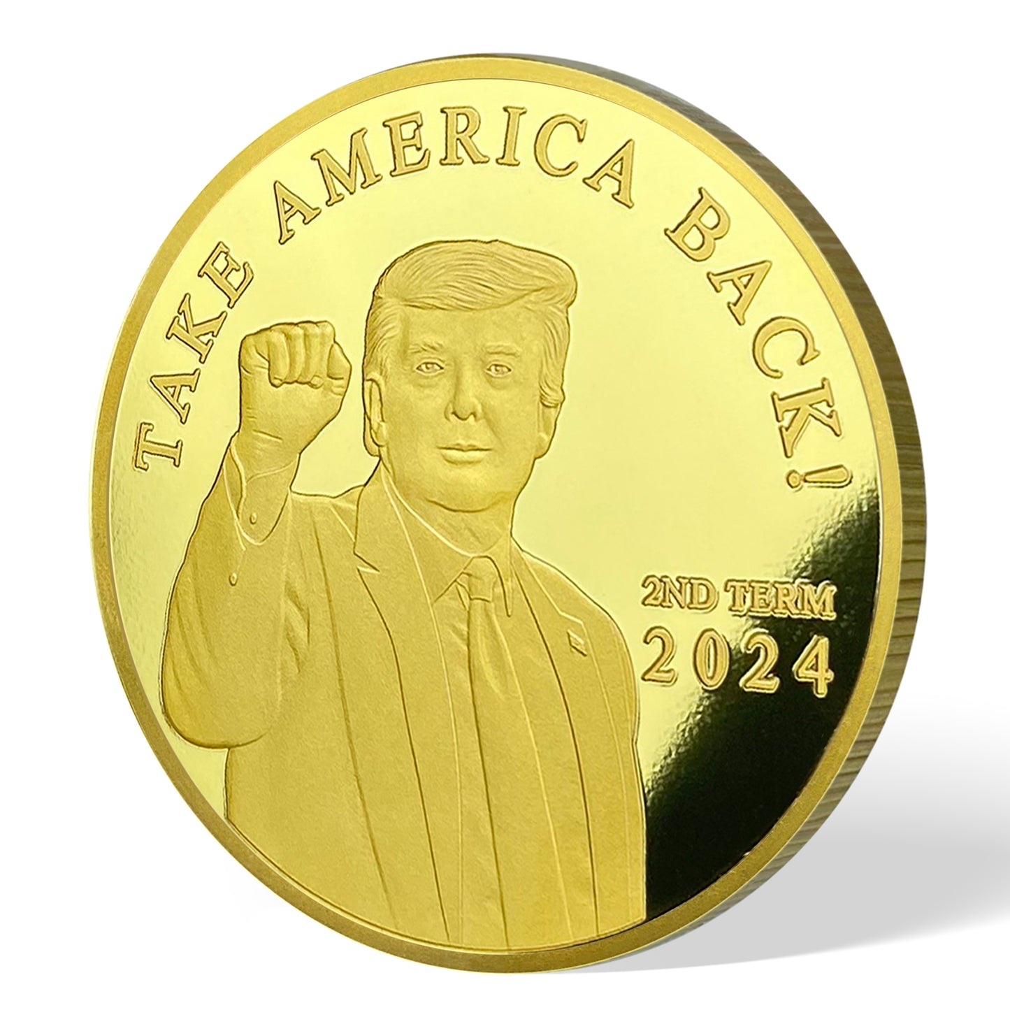 Trump 2024 Take America Back Challenge Coin 3D Gold Finish Collectible Gift Coin