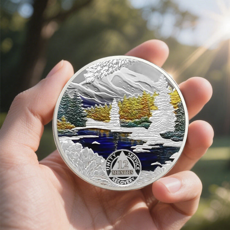 1-12 Month Recovery Seasonal Landscapes Sobriety Coins