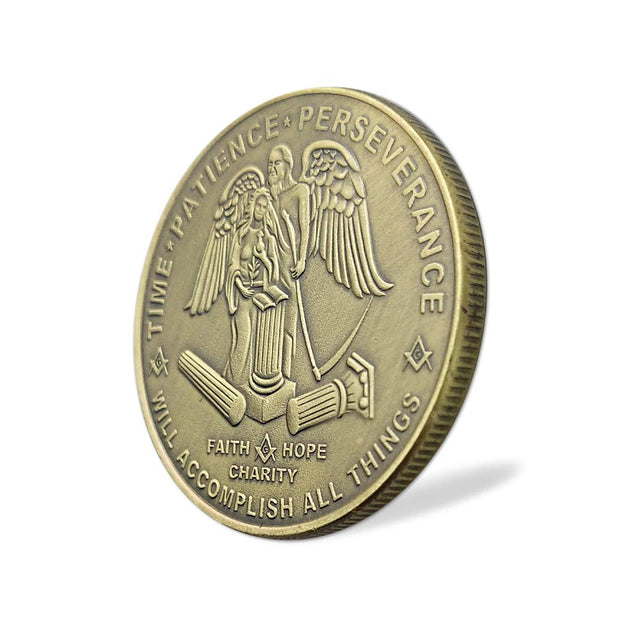 Masonic Square & Compass Freemasonry Angel Master Mason Blue Lodge Challenge Coin