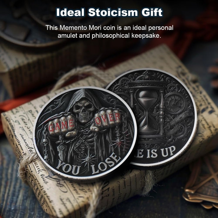 Game Over, You Lose-Time is Up Memento Mori Skull Challenge Coin