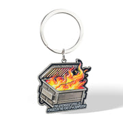 Unique Metal Steel Flame Trash Can Keychain