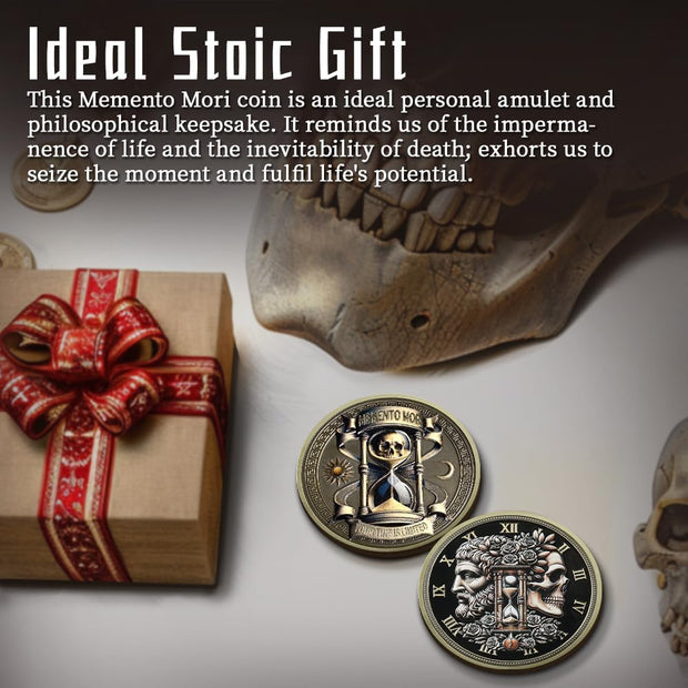 Daily Stoic Reminder Skull Challenge Memento Mori Coin