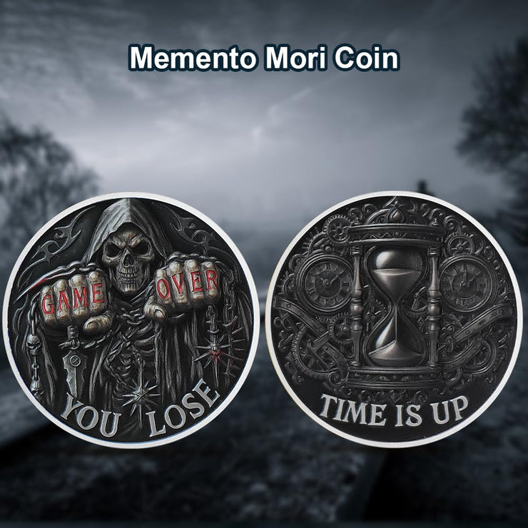 Game Over, You Lose-Time is Up Memento Mori Skull Challenge Coin