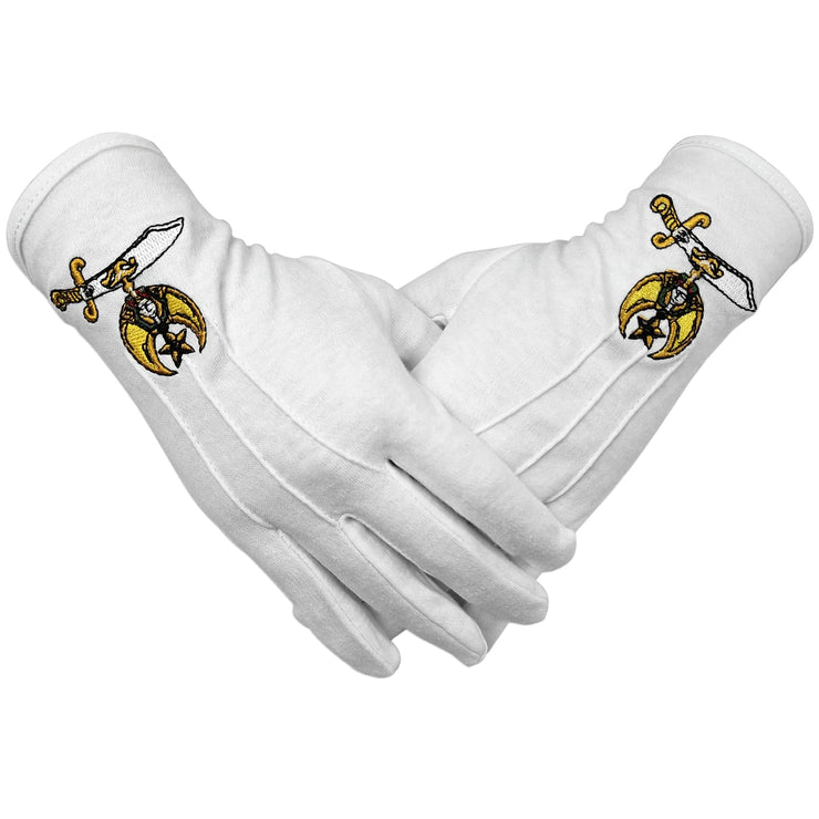 Masonic Shriner Embroidered Cotton Gloves