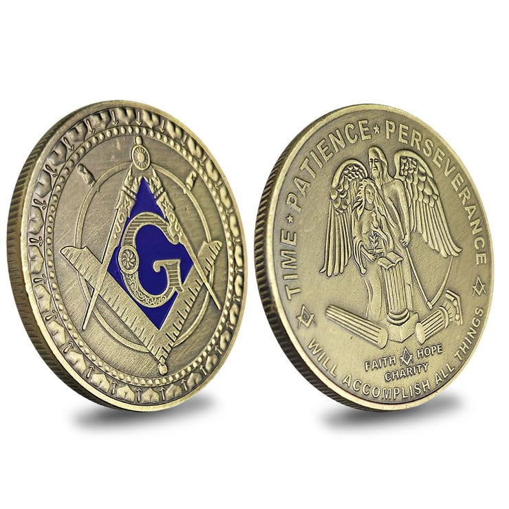 Freemason Symbol with Square & Compass Masonic Challenge Coin