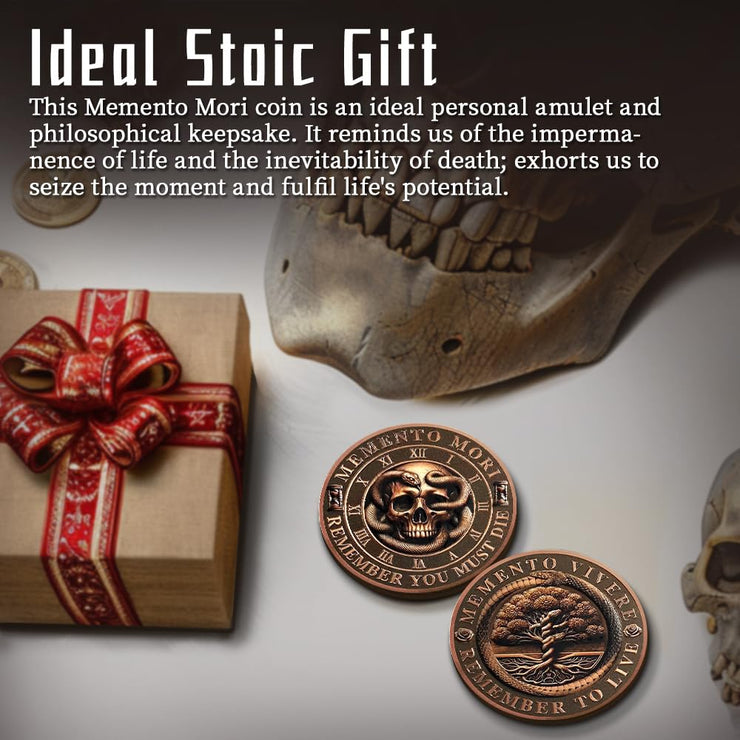 Daily Stoic Reminder Memento Mori Coin Skull Challenge Coins