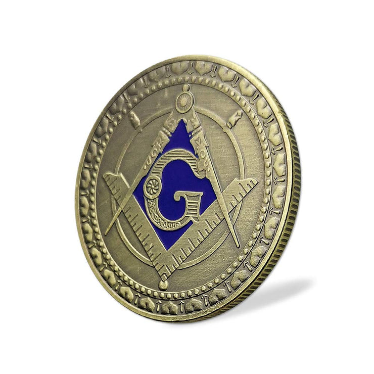 Masonic Square & Compass Freemasonry Angel Master Mason Blue Lodge Challenge Coin