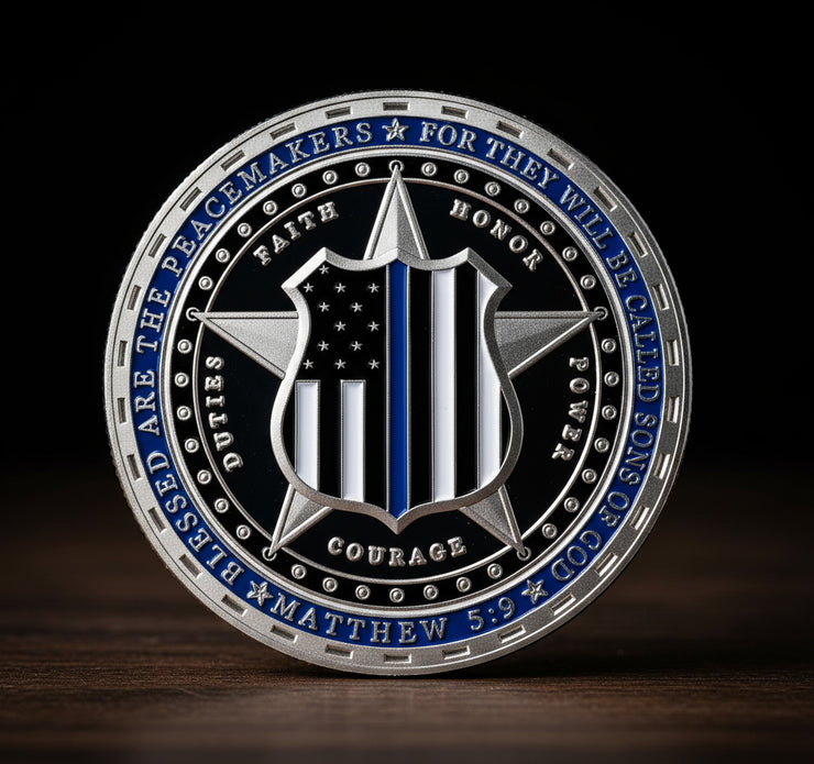 Police Officer Military Thin Blue Line K9 Challenge Coin
