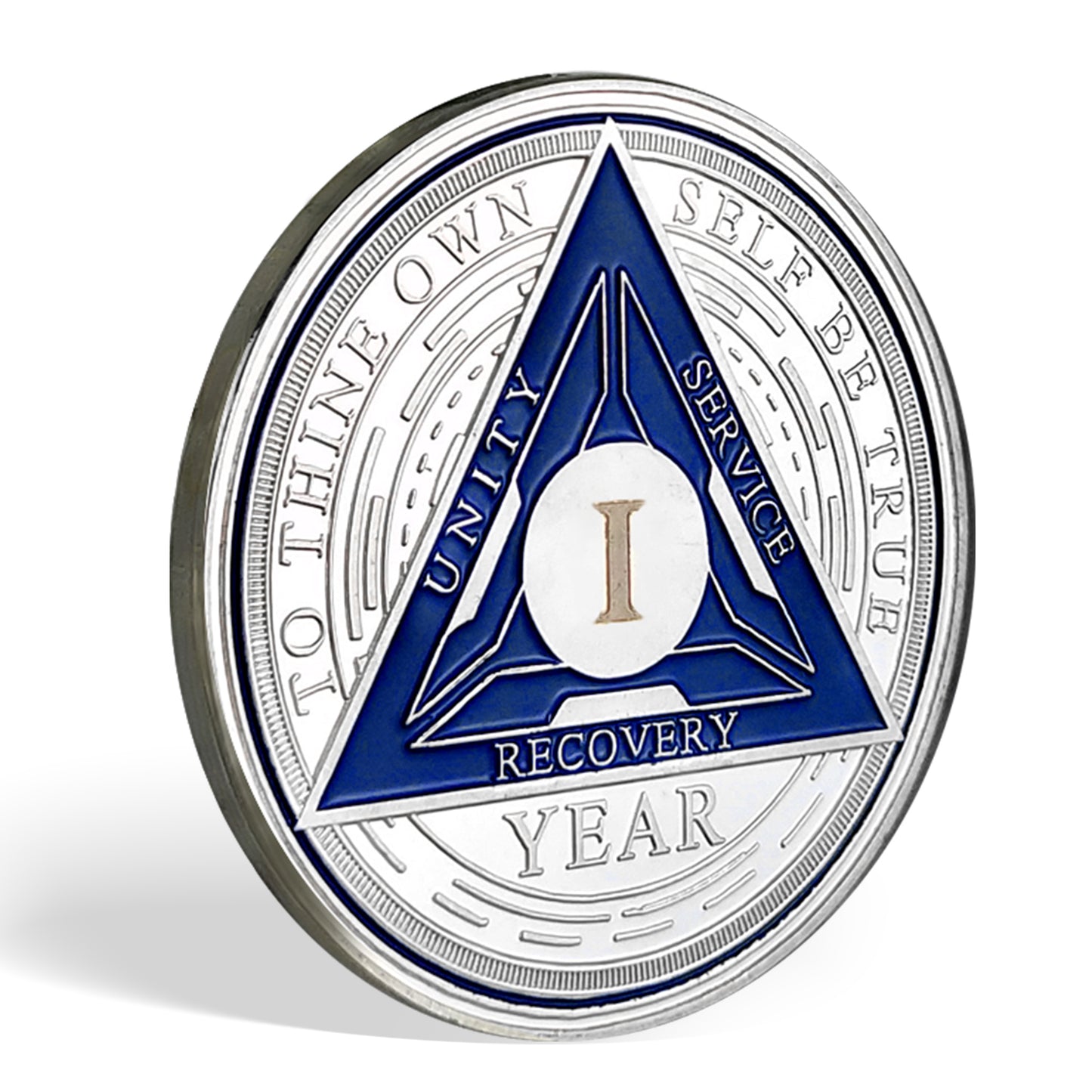 Blue Triangle 1 to 6 Year Recovery Sobriety Coin AA Chip