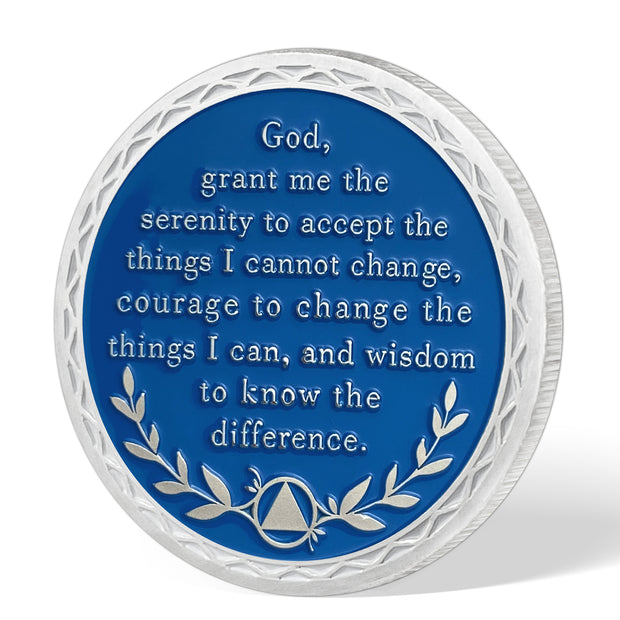 Butterfly Tree 1 Year Recovery Sobriety Coin 3D Sliver AA Medallion Chip