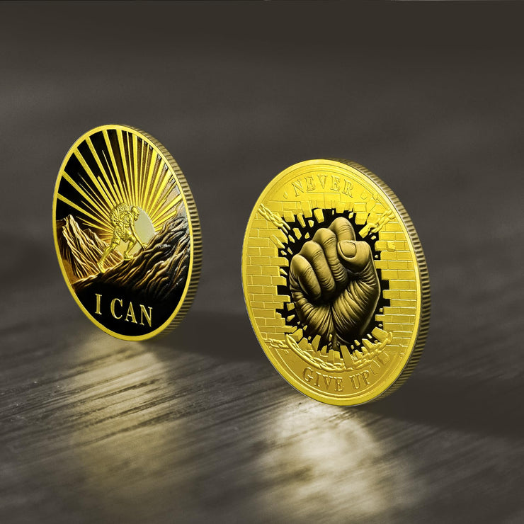 Inspirational Never Give Up Encouragement Challenge Coins