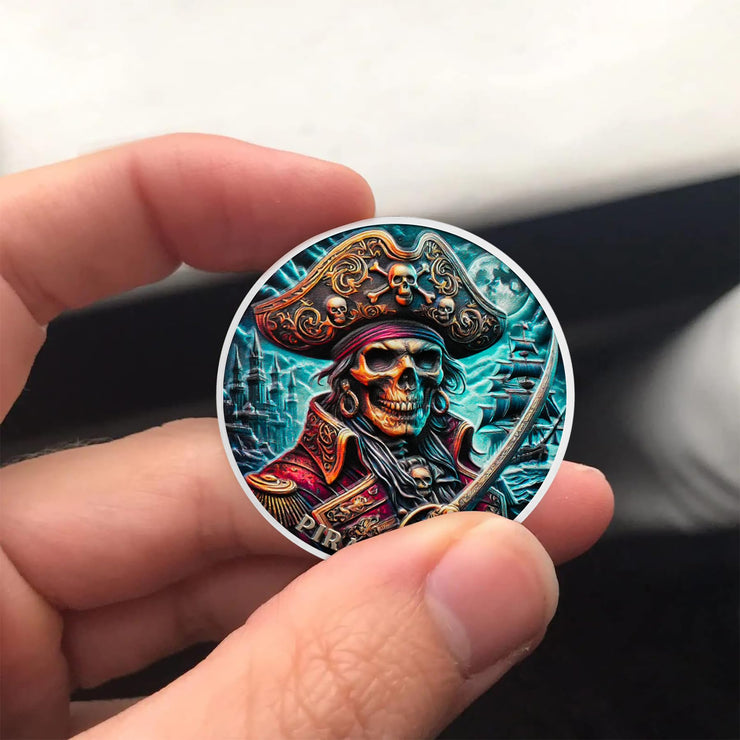 Skull Gothic Pirate Ship Challenge Coin