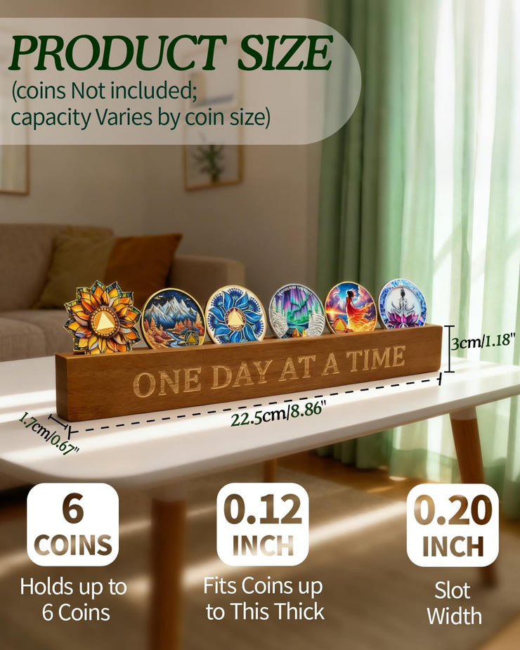 Bamboo Sobriety Coin Holder Display