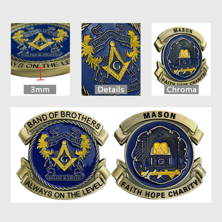 Masonic Coin Blue Lodge Master Mason Freemasonry Collectible Gift - Brotherly Love