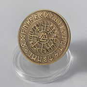 Viking Rune Coin Featuring Odin and Sacred Symbols