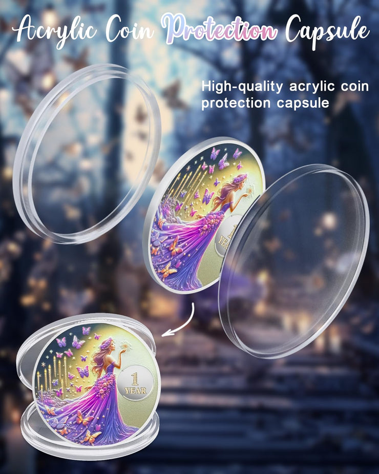 Purple Butterfly Fairy Sobriety Coin