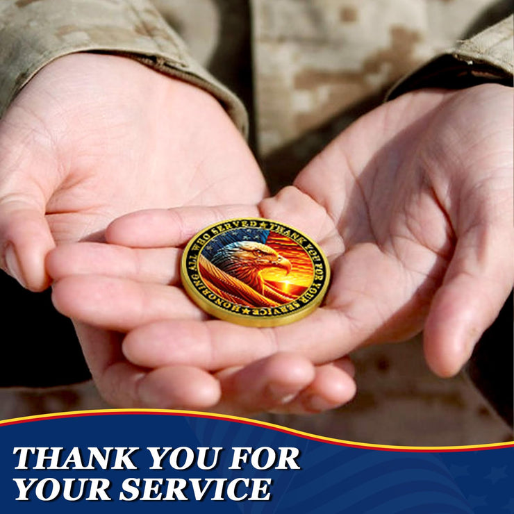 Honoring All Who Served Thank You for Your Service Military Veterans Challenge Coins