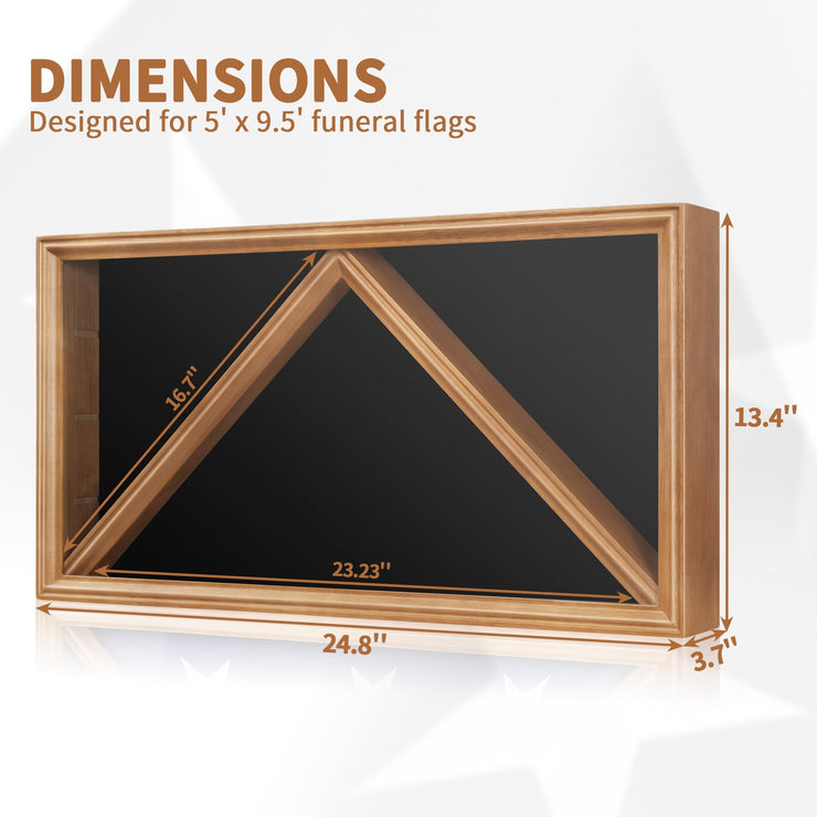 Large Wooden Military Burial Shadow Box Display Case