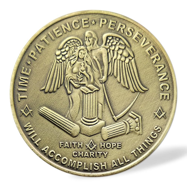 Freemason Symbol with Square & Compass Masonic Challenge Coin