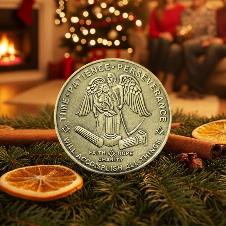 Freemason Symbol with Square & Compass Masonic Challenge Coin