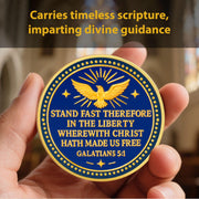 Christian Liberty Challenge Coin with Galatians 5:1 Bible Verse