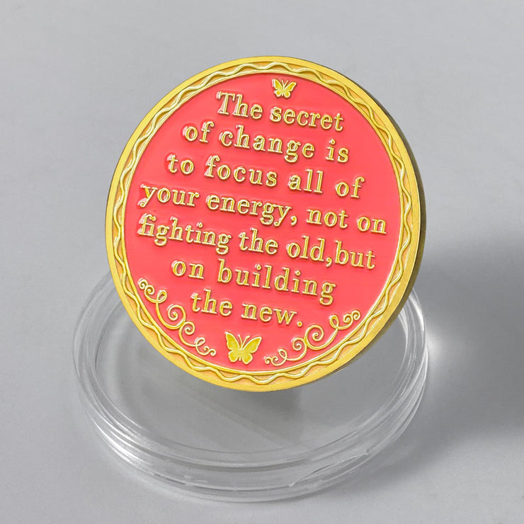 Exquisite Butterfly Secret of Change Sobriety Coin