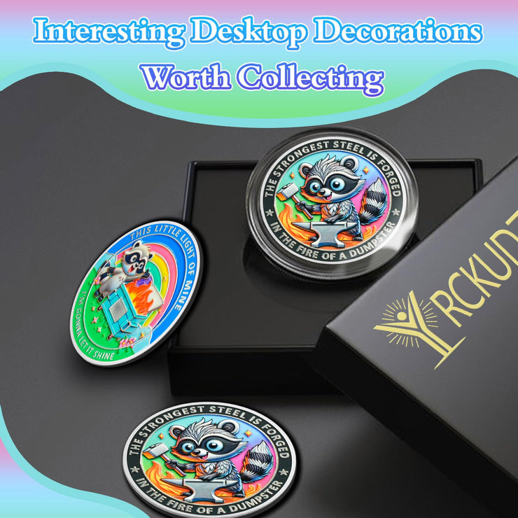 Cute Raccoon Resilience & Hope Dumpster Fire Challenge Coin