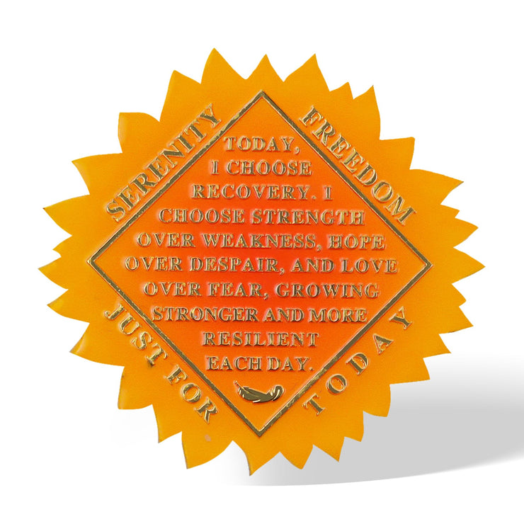 Personalized Sunflower Recovery Medallion Sobriety Coin with Serenity Message Love, Hope, Spirit & Faith Token Just for Today