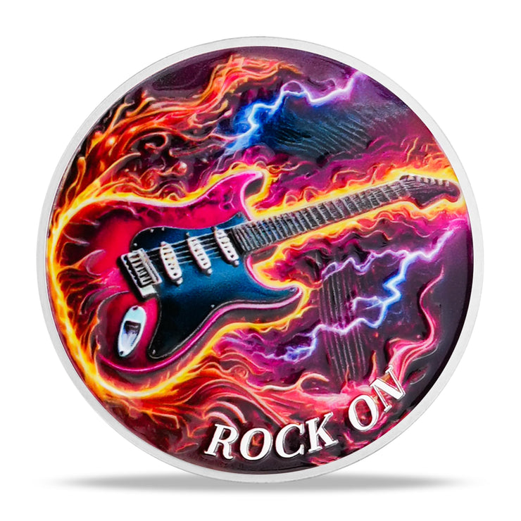 Rock Guitar Motivational Challenge Coin