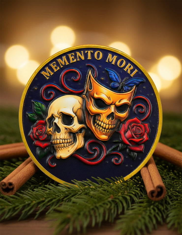 Memento Mori Challenge Coin Golden Masked Skull Coins