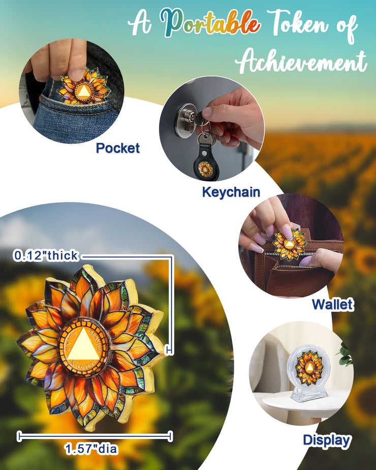 Personalized Sunflower Sobriety Coin