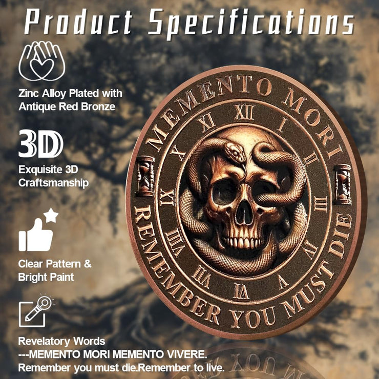 Daily Stoic Reminder Memento Mori Coin Skull Challenge Coins