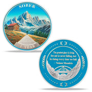 Mountain Cabin 1-10 Year Sobriety Coin