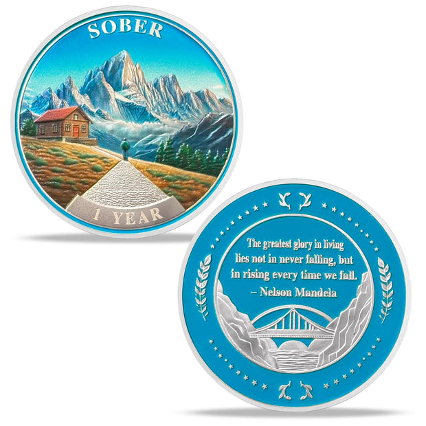 Mountain Cabin 1-10 Year Sobriety Coin