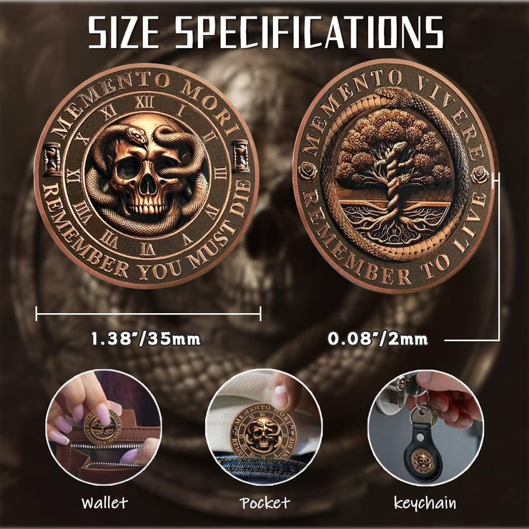 Daily Stoic Reminder Memento Mori Coin Skull Challenge Coins