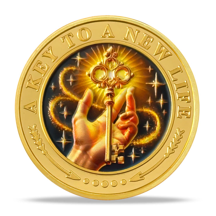 The Key to A New Chapter AA Sobriety Coin
