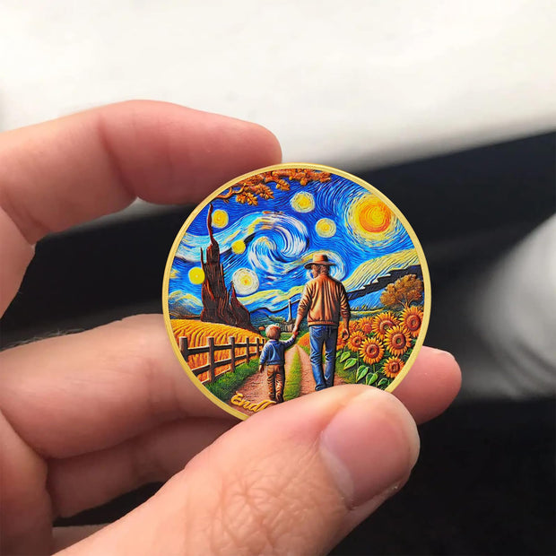Sunflowers and Stars Father Challenge Coin