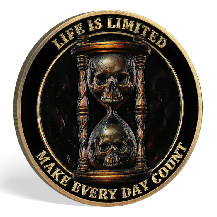Skull & Hourglass Remember You Must Die Memento Mori Coin