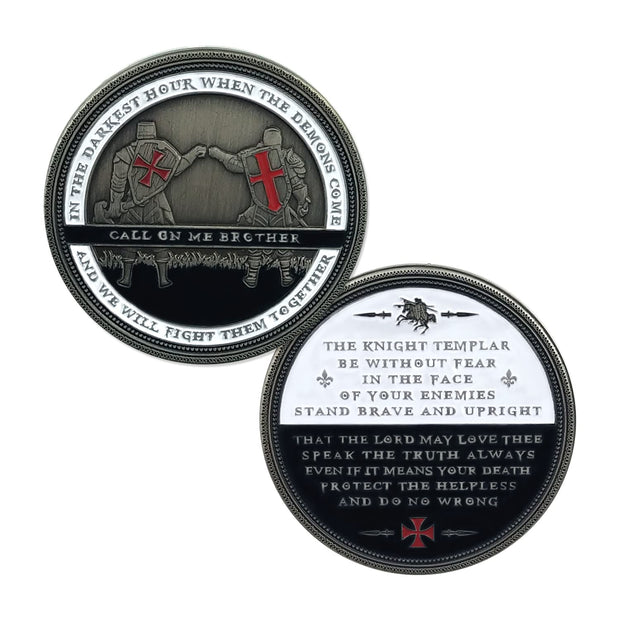 Knight Templar Call On Me Brother Religious Red Cross Challenge Coin