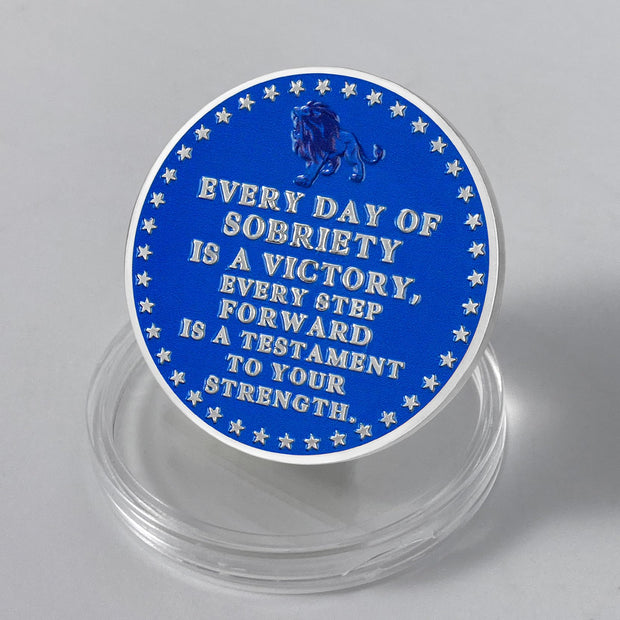 Lion Recovery Strength in Sobriety Coin