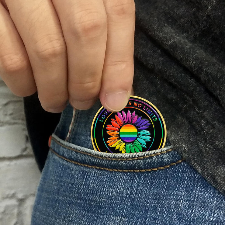 AtSKnSK Rainbow Sunflower Pride Challenge Coin, Love is Love LGBT Gifts