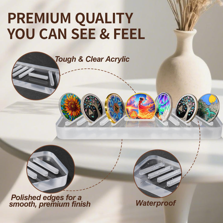 AA Chip Holder Display Case Holds 11 Sobriety Coin