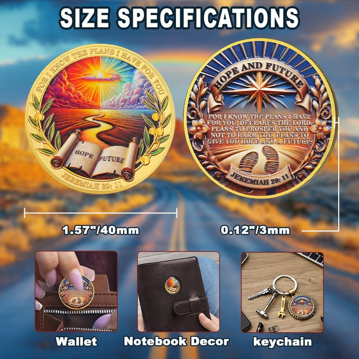 Inspring Jeremiah 29:11 Verse Hope & Future Christian Challenge Coin