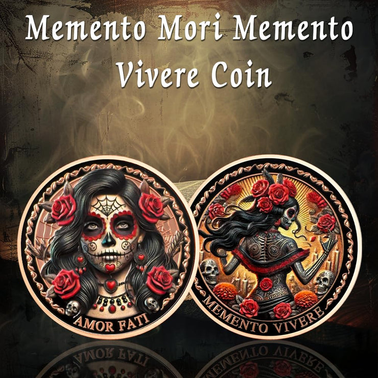 Amor Fati Day of The Dead Inspired Daily Stoic Reminder Memento Challenge Coin