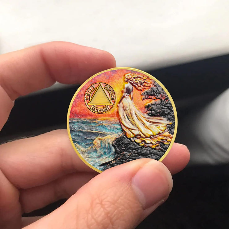 Personalized Powerful Woman Sobriety Coin