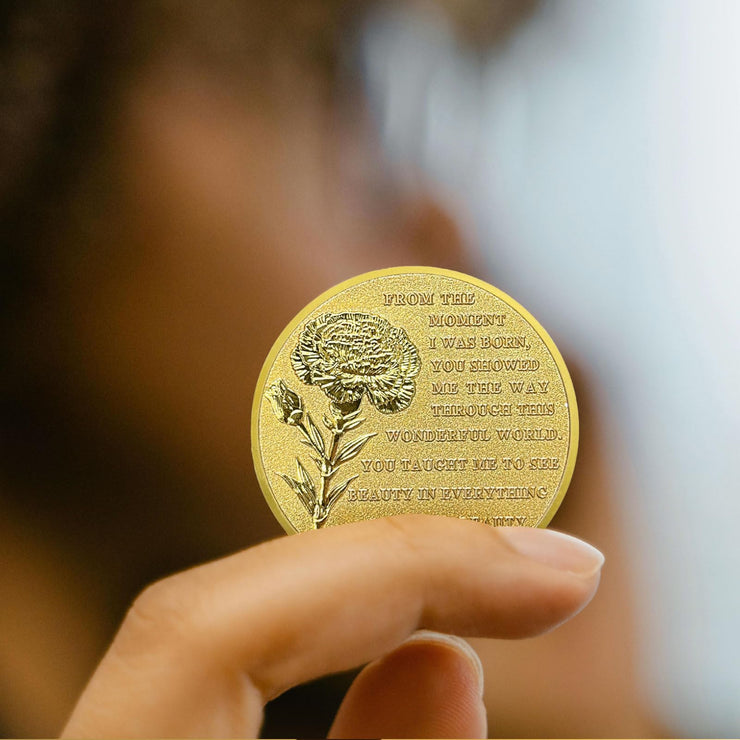 AtSKnSK Ich liebe dich Mama Münze Liebe Ausdrucks Münze Nelken Chips Medaillon Geschenke zum Muttertag Geburtstag Zeichen der Wertschätzung für die Mutter